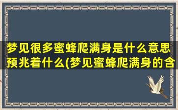 梦见很多蜜蜂爬满身是什么意思 预兆着什么(梦见蜜蜂爬满身的含义以及预示的意义，打造健康心理的小窍门！)